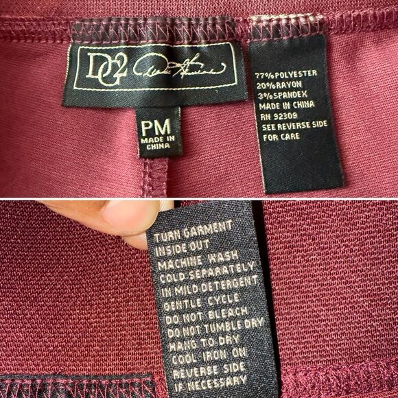 DG2 Diane Gilman Women's Pants MP Maroon Straight Leg Pockets - Picture 7 of 16